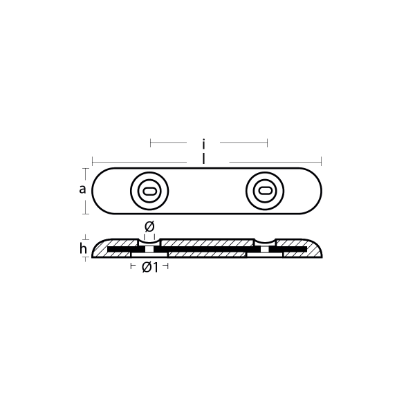 Bolt-on bar anode UK TYPE - Fairline/Sunseeker 460X100X45 H.C.230