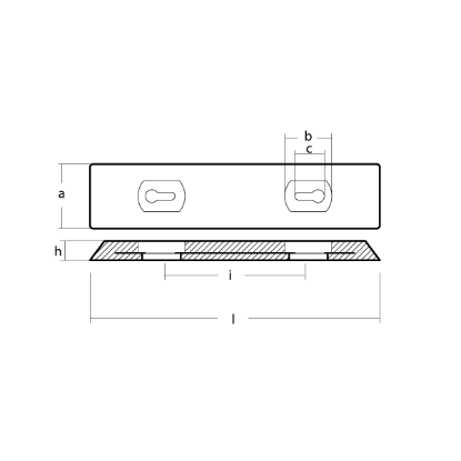 Bolt-on bar anode UK TYPE - Sealine 450X100X12 H.C. 230