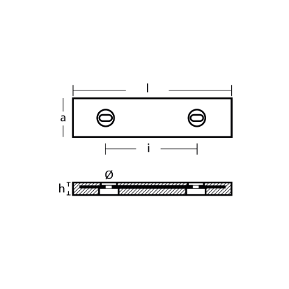 Bolt-on bar commercial anode 490X120X60 H.C. 160