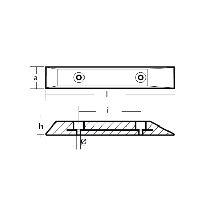 bolt on anodes with insert 500x80x50 Bigliani series