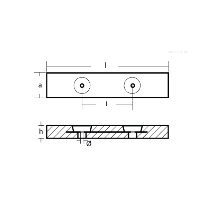 bolt on anodes with insert 600x120x60 Corrubia II series