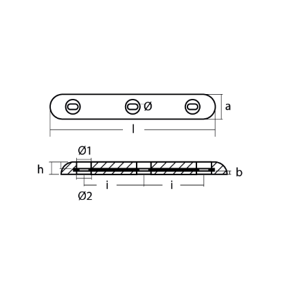 Bolt-on anode for Hull 3holes L=400