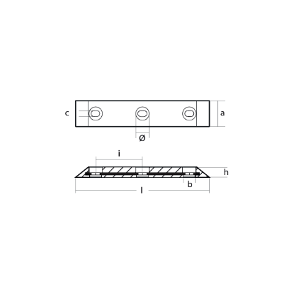 Kamewa bar with 3 holes 400X77X30 with insert
