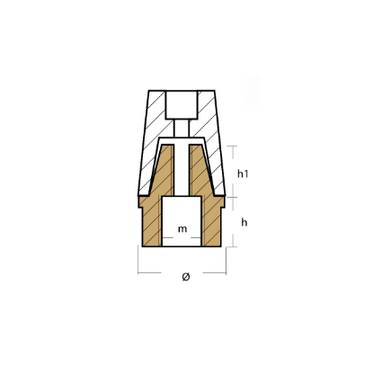 Beneteau propeller anode for shaft Ø22-25  compl w. Brass