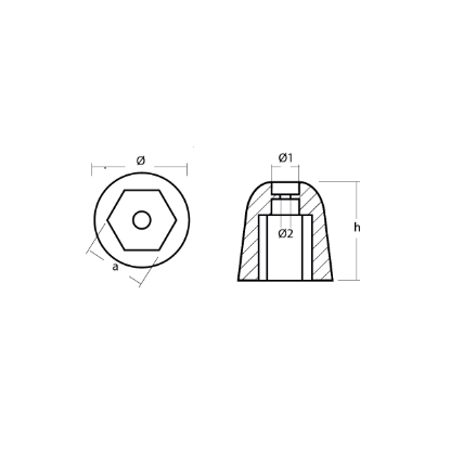 Vetus exagonal propeller nut for bow thrust Ø55 H.47