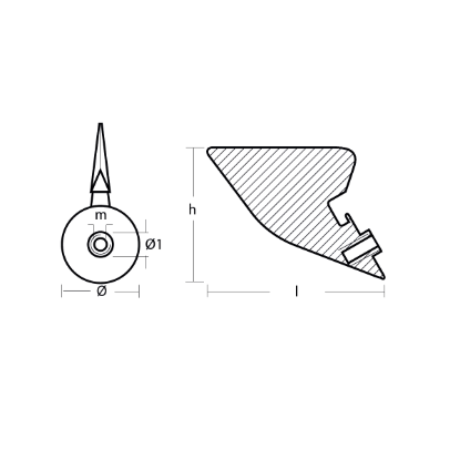 BMW long skeg anode for trim - Pinna lunga per motori BMW