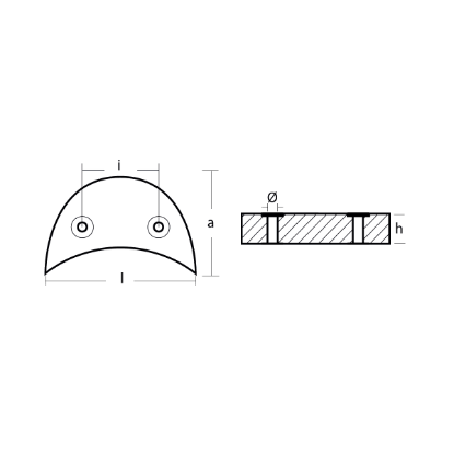 Johnson-Evinrude Halfmoon anode - Anodo per fuoribordo Johnson-Evinrude
