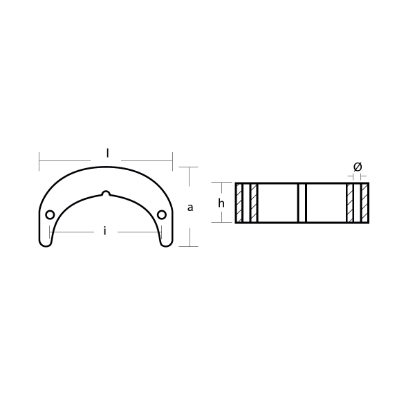 Johnson-Evinrude Halfmoon anode - Anodo per fuoribordo Johnson-Evinrude