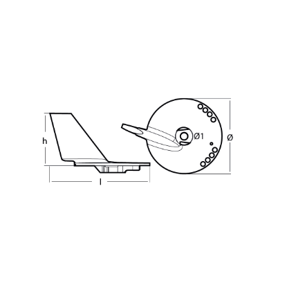 Johnson -Evinrude trim tab anode - Pinna per motori Johnson-Evinrude