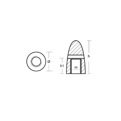 Volvo Penta type nut anode for fixed propeller shaft ø 30  3/4"unc