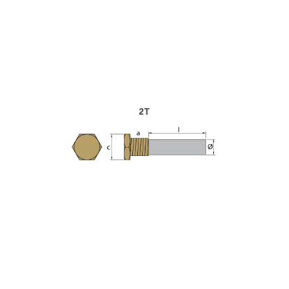 AIFO-FTP pencil anode Ø 13 L.26 complete with brass plug th.18X1,5