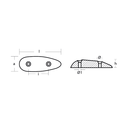 Plate for Flaps OVAL 117x43x20 H.C. 50
