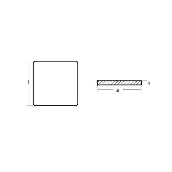 Plate for Flaps SQUARE without holes 100x100 h10