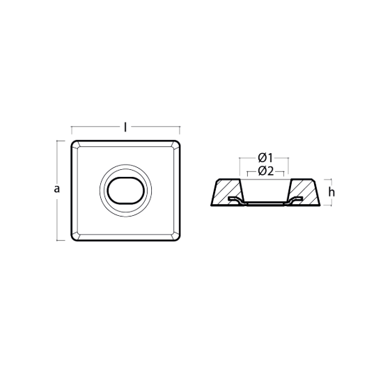 Bolt on Anode Mitsubishi  type 75x69 with 1 hole