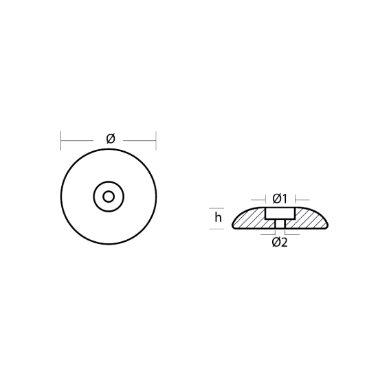Disc anode single Ø125mm Heavy