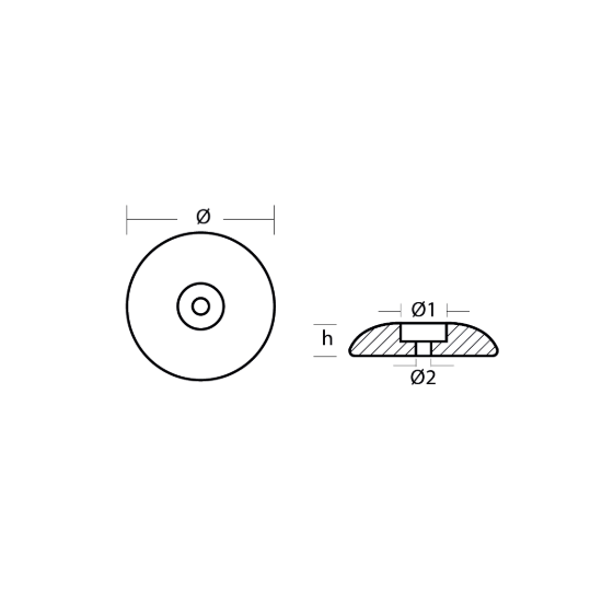 Disc anode single Ø225mm Heavy