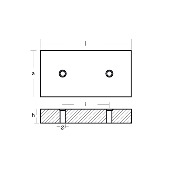 Bolt-on anode for Hull 300x150x26 H.C.125