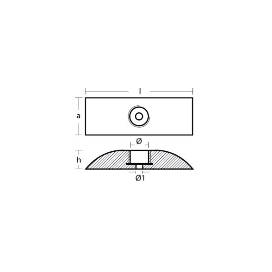 Plate for Stern CAP series 230x80h40 1hole complete with hardware