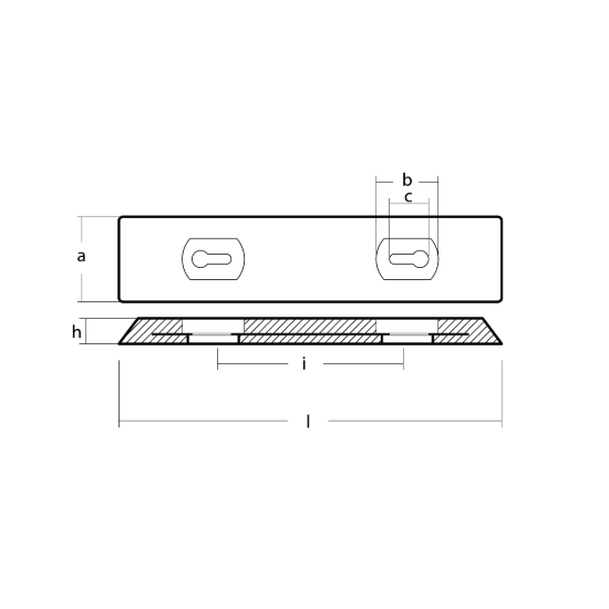 Bolt-on bar anode UK TYPE - Sealine 450X100X30 H.C. 230
