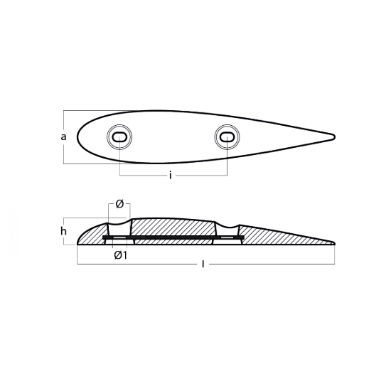 Bolt on anode Naca series 510X106X53 H.C.230