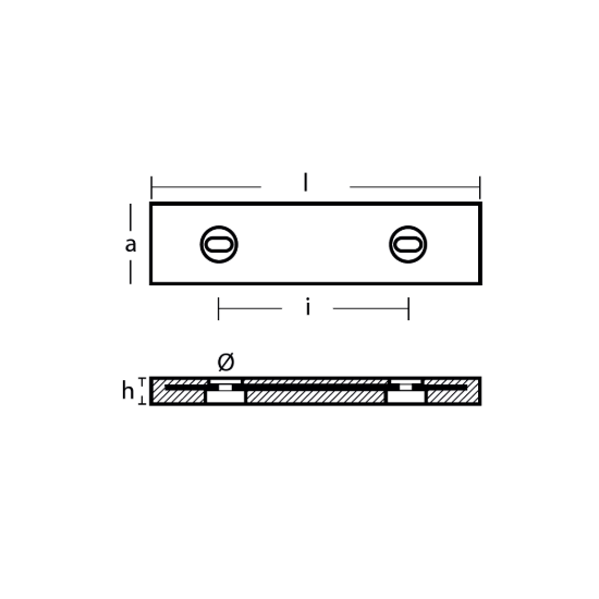Bolt-on bar commercial anode 455X100X47 H.C. 230