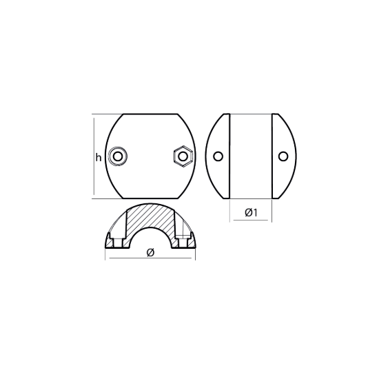 Shaft anode USA type Ø  38mm 1'1/2