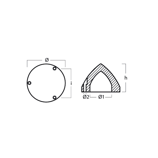 Compatible Max Prop - 3 holes propeller anode Ø100