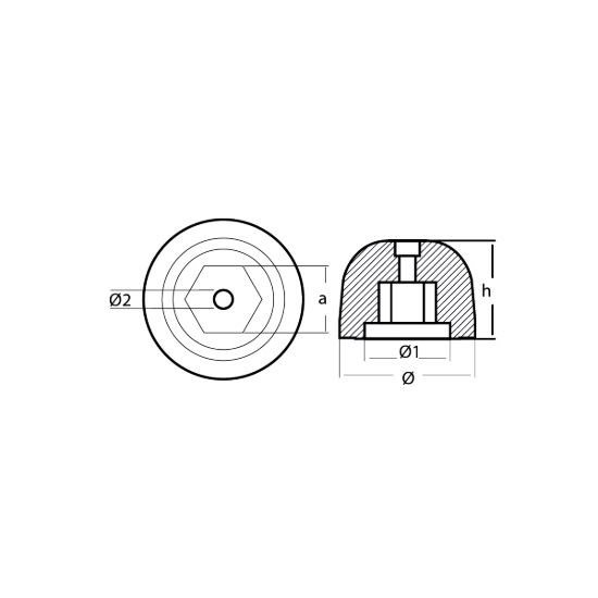 Sidepower - Sleipner propeller nut Ø73 H.53