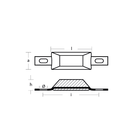 Bolt on anode 1kg with slotted holes H.C.120